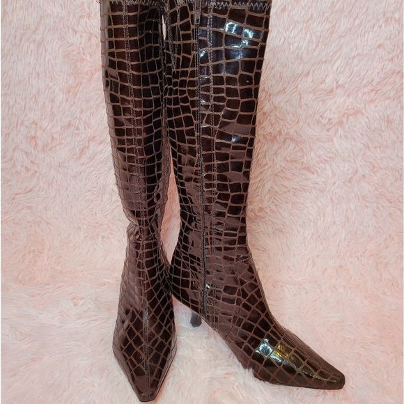 𝅺Diego Di Lucca Croc Embossed boot 6.5 B - Picture 2 of 15